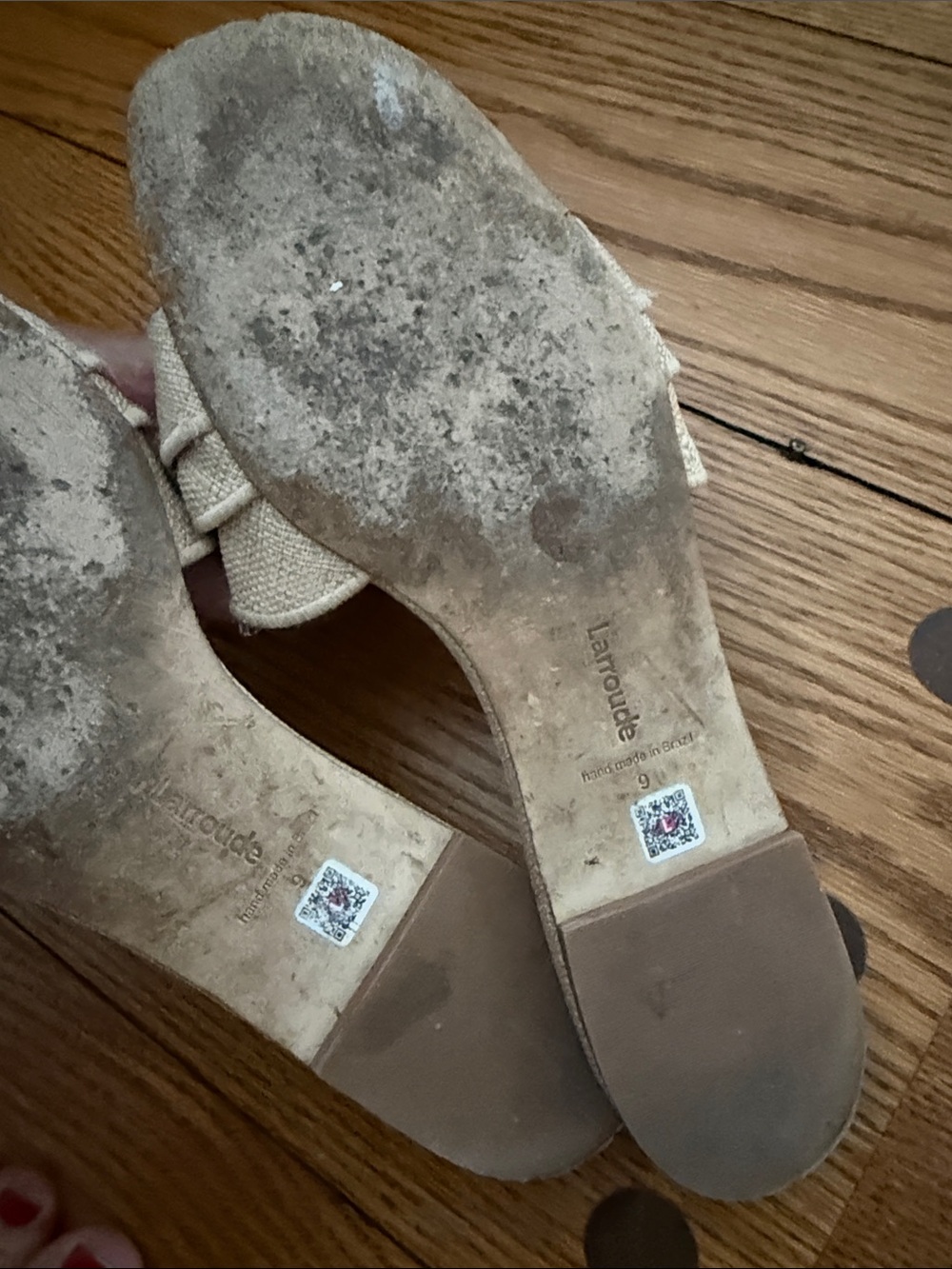 Larroude Beige Ruffle Slide Mules - Picture 5 of 5